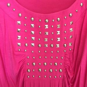 Hot pink dress with gromnet design.